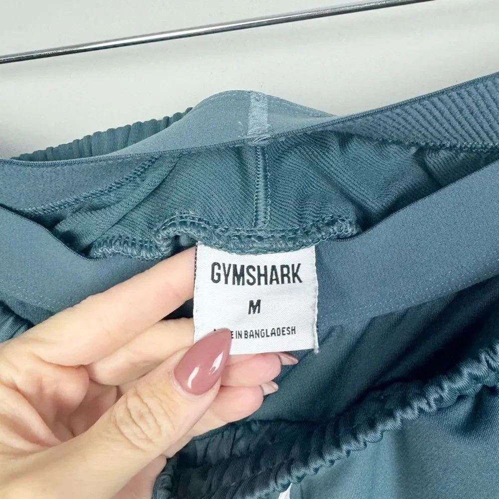 GYMSHARK | Teal Layered Drawstring Waist Track Pants with Stripe Men’s Size M